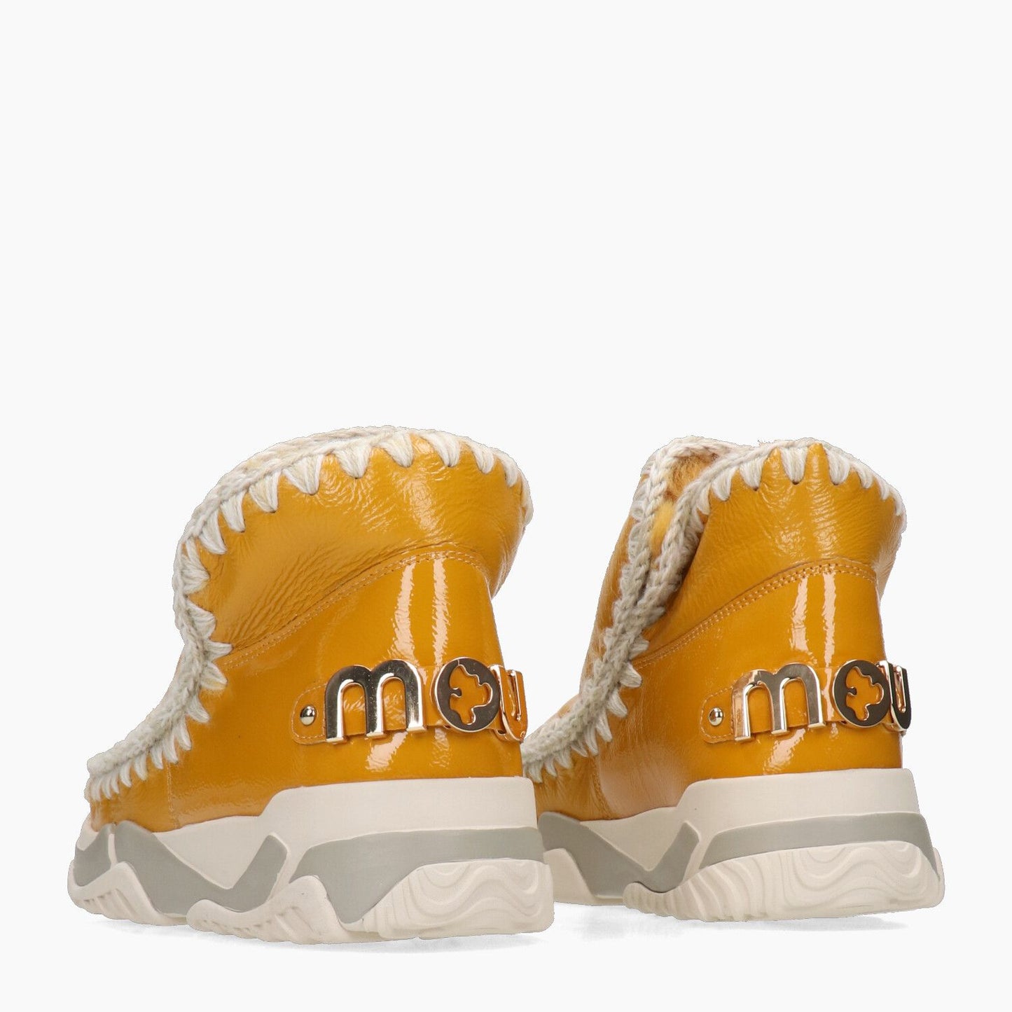 Eskimo Trainer Big Metallic Letter Logo Ankle Boots